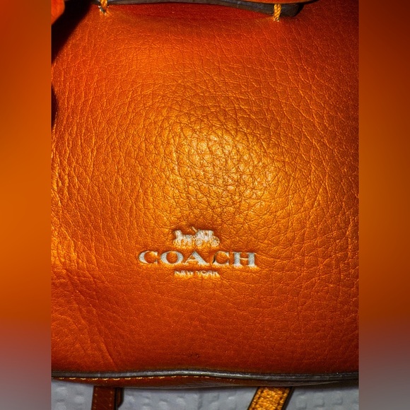 Coach Metallic Derby Backpack in tangerine orange pebbled leather main image 11